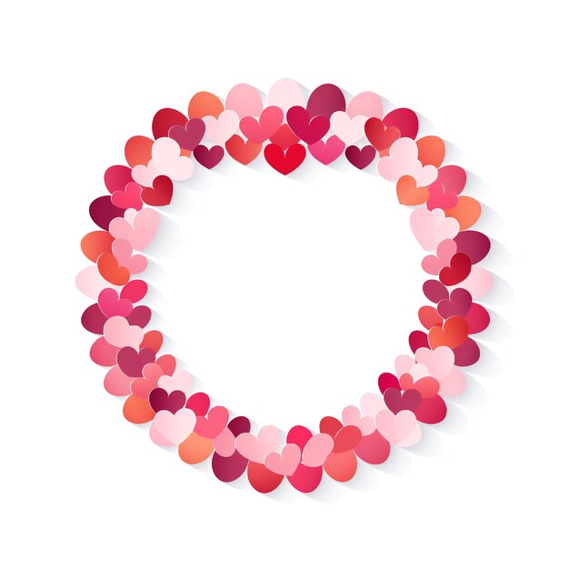 Foto valentines vacíos corazones elemento de diseño circular estilo plano sobre fondo blanco