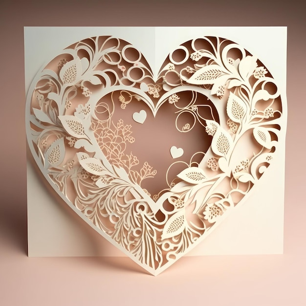 Valentinskarte und nahtloser Musterherz-Scherenschnitt Hergestellt von AIKünstliche Intelligenz