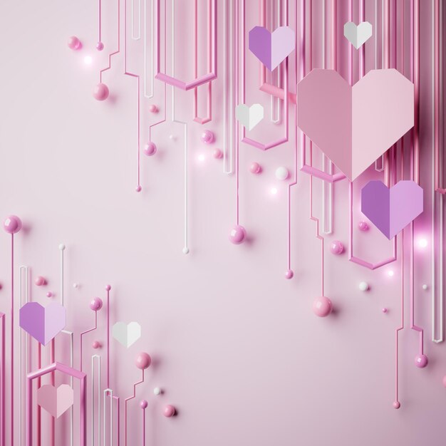 Valentinstag 3D-Illustration rotes Design Hintergrund Feier Dekoration Liebe Kunst fröhliche Farbe Ideen Einladung Karte Pastell Gruß Urlaub süß Herz Geschenk Handwerk romantische abstrakte Emotion.