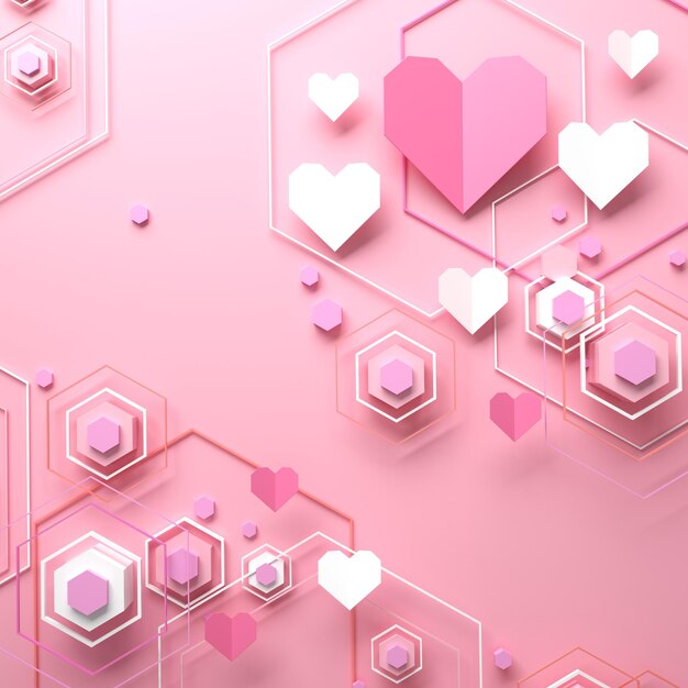 Valentinstag 3D-Illustration rotes Design Hintergrund Feier Dekoration Liebe Kunst fröhliche Farbe Ideen Einladung Karte Pastell Gruß Urlaub süß Herz Geschenk Handwerk romantische abstrakte Emotion.