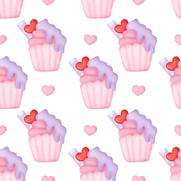 Valentinstag Cupcake nahtlose Muster