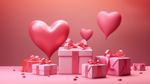 Valentinstag-Design realistische 3D-rosa Geschenkkisten