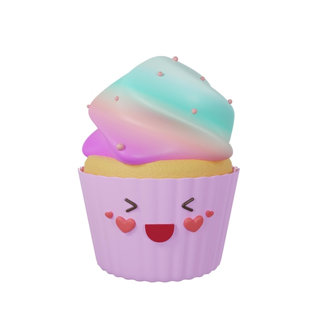 Valentinstag Dessert Cupcakes 3D-Illustration