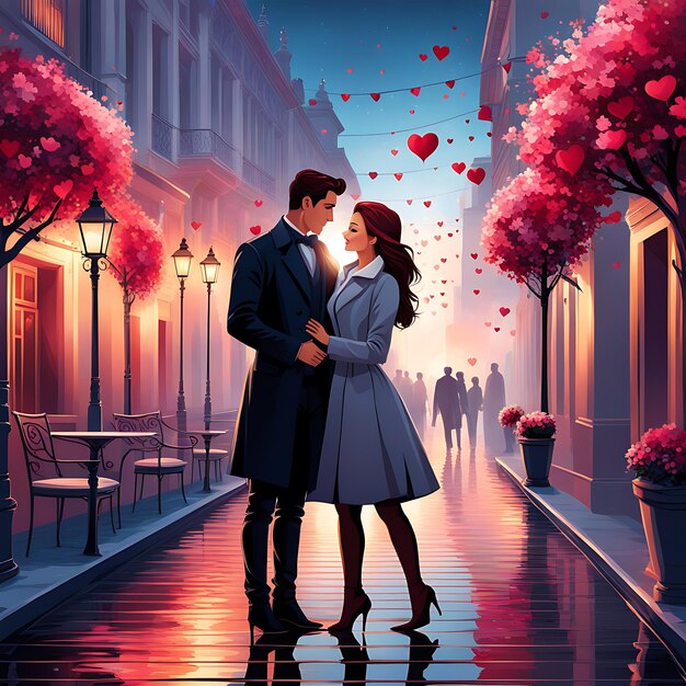 Valentinstag digitale Kunst mit romantischem Paar