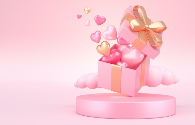 Valentinstag Geschenk 3D-Illustration