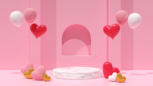 Foto valentinstag geschenkbox leer rund realistisches bühnenpodest liebesurlaubshintergrund