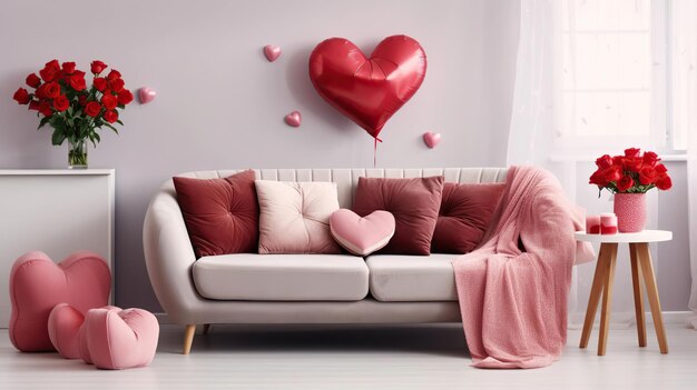 Foto valentinstag geschmücktes zimmer