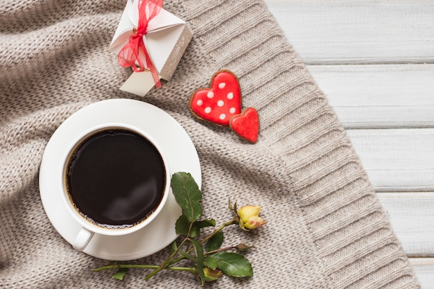 Valentinstag herzförmige Kekse, Kaffee