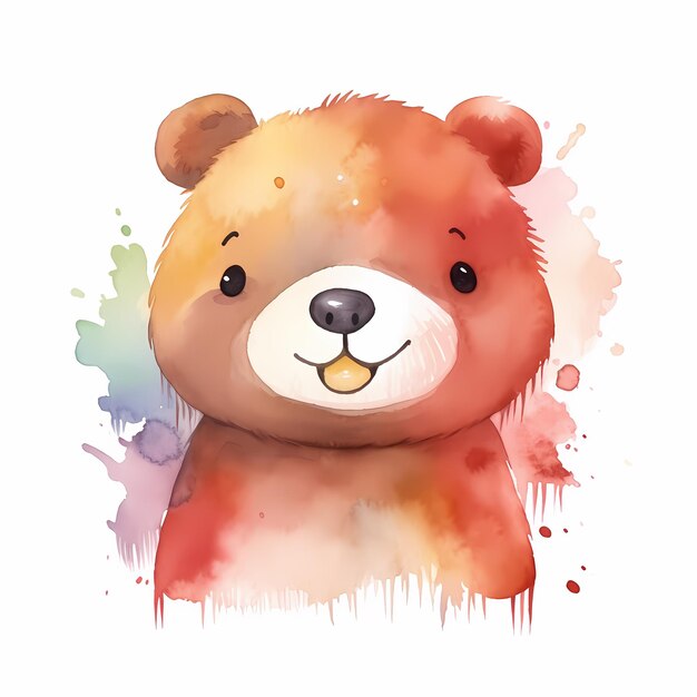 Valentinstag-Hintergrund mit Aquarell-Teddybären Generative KI