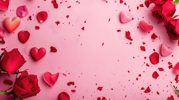Valentinstag-Hintergrund mit rosa Herzen und Kopierraum, erstellt mit generativer KI