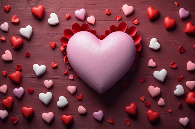 Valentinstag-Hintergrund mit rotem Herz Liebe Rosa Liebesillustration am Valentinstag