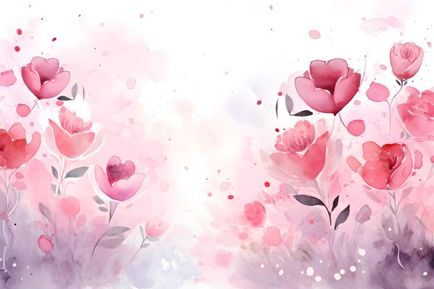 Valentinstag Hintergrund mit süßen Herzen in Pastellfarbe durch Aquarell-Stil Generative KI