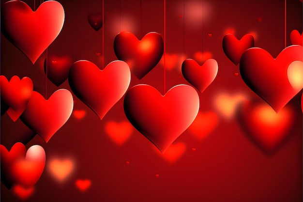Valentinstag-Hintergrundfahne - abstrakter Panoramahintergrund mit roten Herzen - Konzeptliebe