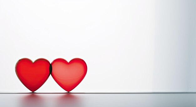 Valentinstag minimalistischer moderner Hintergrund Banner rote Herzen Wellglas-Effekt Wand