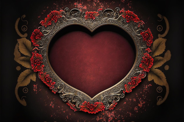 Valentinstag Ornate Herz Grenze Rahmen Generative KI