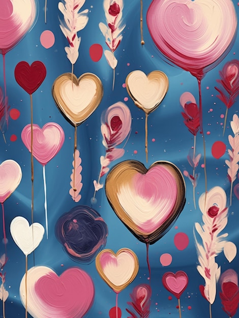 Foto valentinstag pinselstriche hintergrund mit herzen und pfeilen