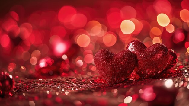 Valentinstags-Hintergrund mit Herzen und Bokeh-Lichtern
