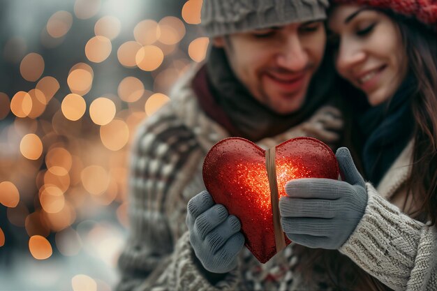 Valentinstagsgeschenk von einem romantischen Paar