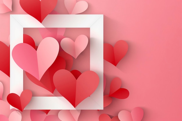 Valentinstagskarte mit Herzensstil auf rosa Hintergrund Generative KI