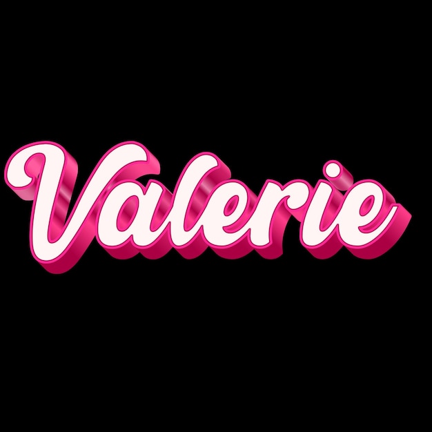 Valerie Tipografía Diseño 3D Rosa Negro Blanco Fondo Foto JPG.