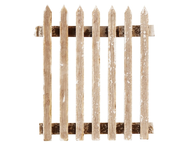 Foto valla de madera aislada sobre fondo blanco con trazado de recorte 3d rendering