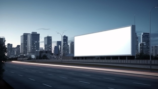 Valla publicitaria en blanco en la ciudad AI generativa