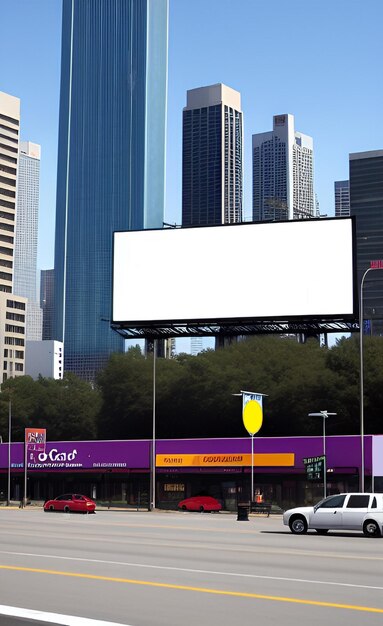 Foto una valla publicitaria para o gagh está frente a un edificio.