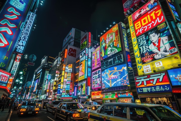 Foto las vallas publicitarias en la ciudad insomne de tokio, shinjuku.