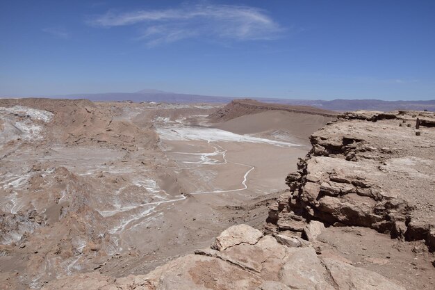 Valle de la Luna ou Vale da Lua no deserto de Atacama do norte do Chile perto de San Pedro de atacama