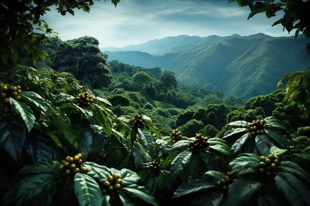 Foto un valle sin límites con plantaciones de café