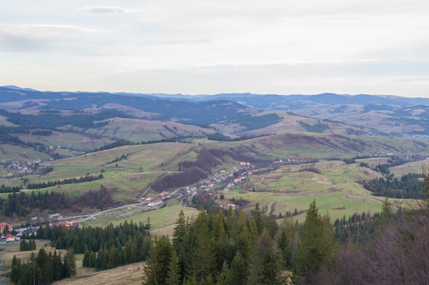 Valle de la montaña en los Cárpatos