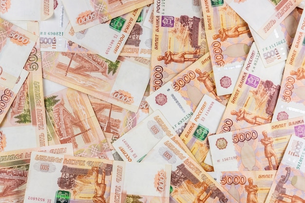 Valor de face do dinheiro russo de cinco mil rublos.