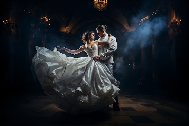 Un vals elegante en un gran salón de baile