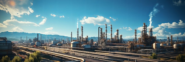 Válvulas de tuberías de gas en una estación de distribución una planta de bombeo y procesamiento de gas natural una imagen industrial con un lugar para texto IA generativa