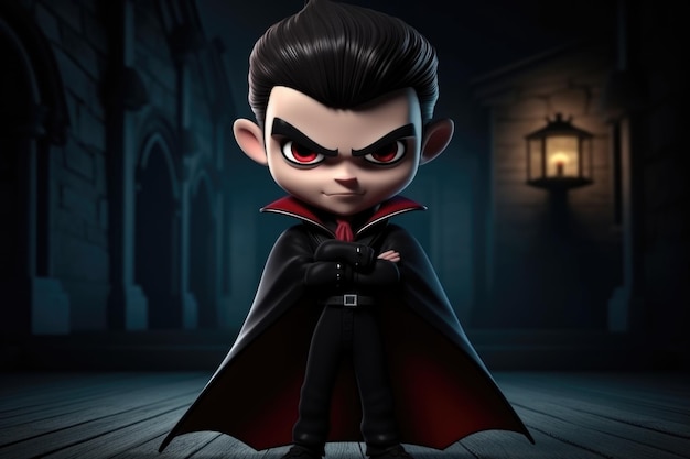 Foto vampiric charm um desenho animado 3d drácula vampiro com uma aura misteriosa e sedutora