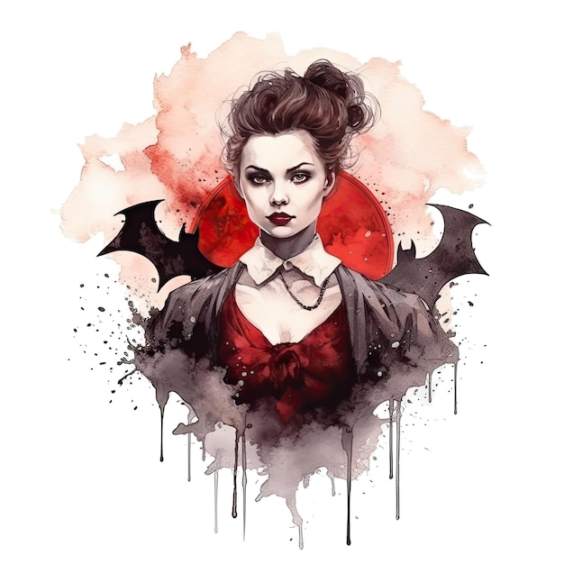 Vampiros góticos Medo inspirador Vampiros da ilustração isolada em aquarela dos tempos vitorianos Ai generative