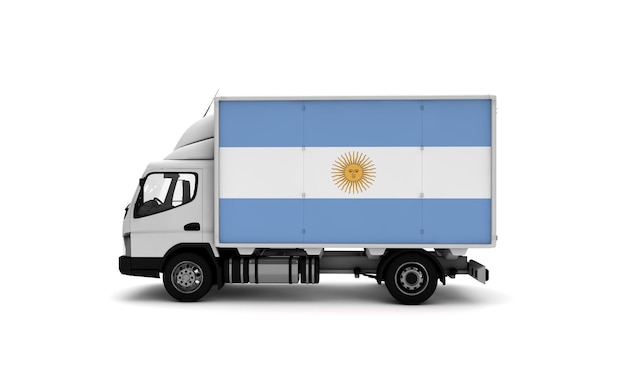 Van de entrega com conceito de logística de bandeira argentina