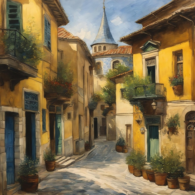Van Gogh estilo rua cidade vila e paisagens da cidade pintura em tela cartaz de qualidade imprimível