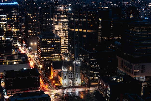 Vancouver BC Canadá Vista aérea del centro de la ciudad por la noche