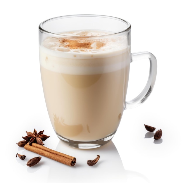 Vanilla Chai Latte aislado sobre un fondo blanco IA generativa