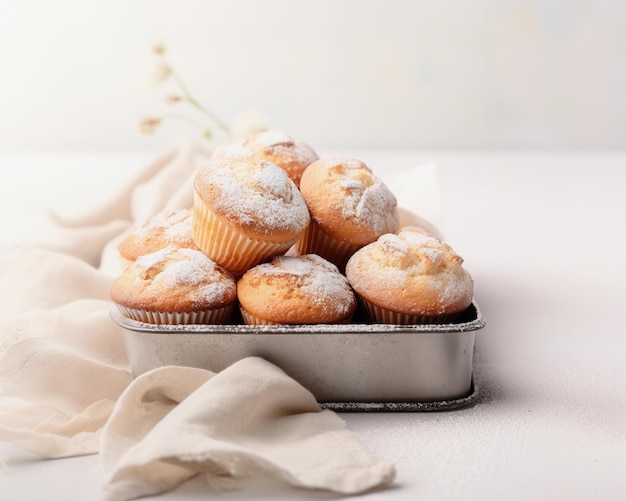 Vanilla Dream Muffins de baunilha irresistíveis em uma mesa branca