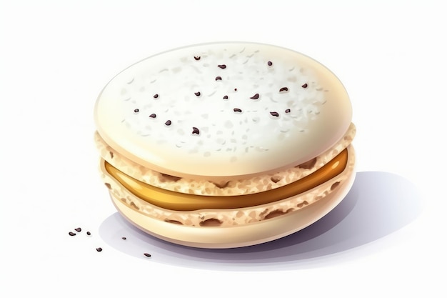 Vanilla Macaron em estilo cartoon em branco AI gerado