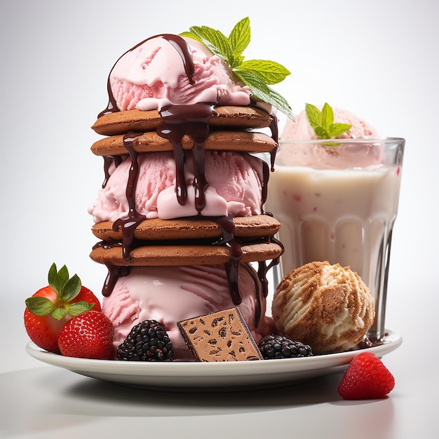 Vanille-Lotus-Keks, Schokoladen-Brownie und Erdbeer-Galette-Desserts