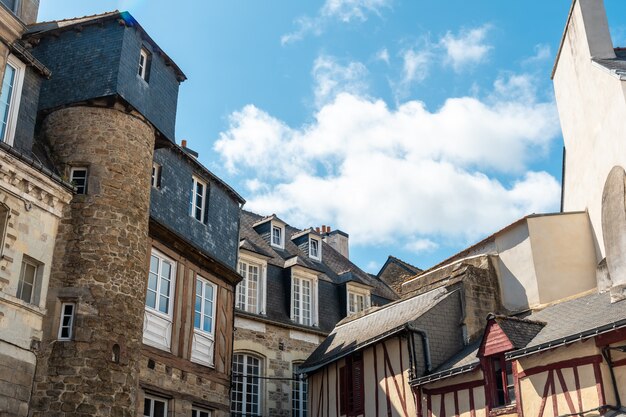 Vannes mittelalterliche Küstenstadt, traditionelle Holzhäuser, Département Morbihan, Bretagne, Frankreich