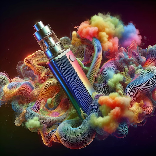 Vape con humo colorido a su alrededor ai generativo