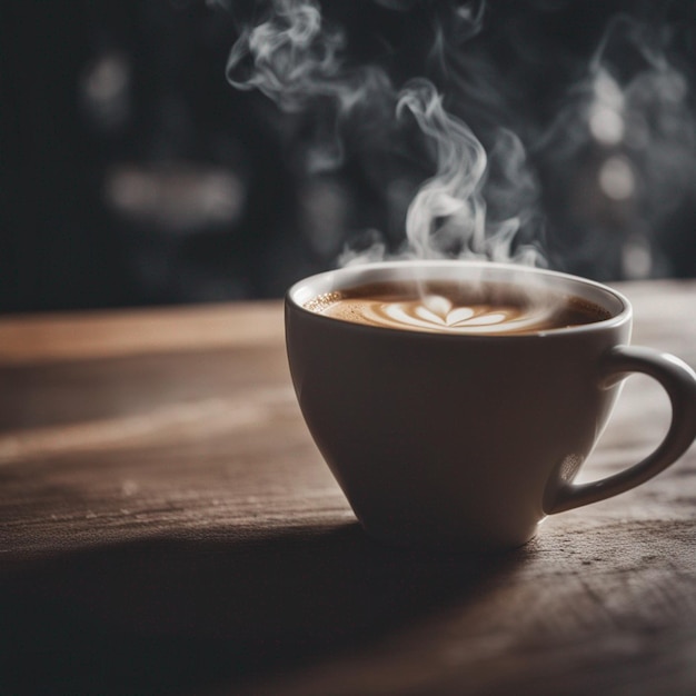 El vapor caliente que surge del café en una taza generada por la inteligencia artificial
