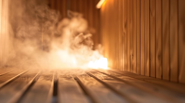 El vapor se eleva de las paredes de cedro de las saunas a medida que aumenta la temperatura