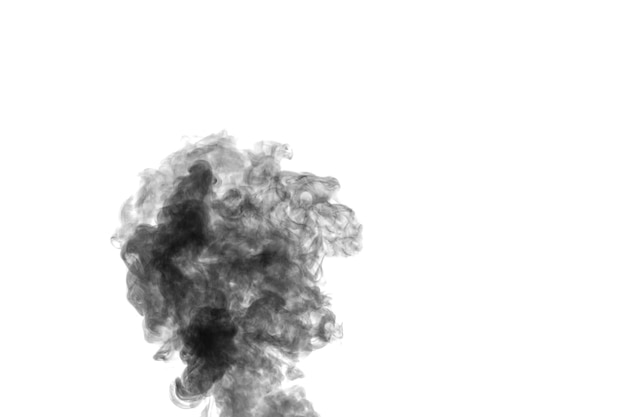 Vapor negro, humo sobre fondo blanco para superponer en tus fotos. Crea fotos místicas de Halloween. Fondo abstracto, elemento de diseño