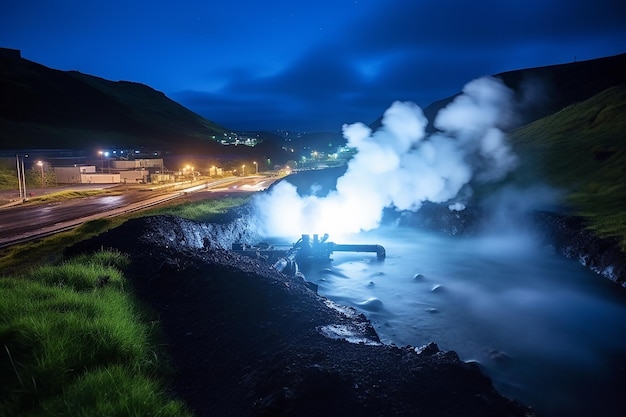 Vapor que surge de una fuente geotérmica en Natural Springs