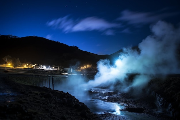 Vapor que surge de una fuente geotérmica en Natural Springs